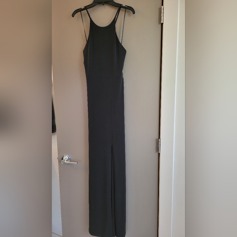 Express Maxi Halter Dress w/Front Slit Black XS, New w/Tags
